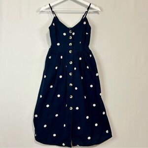 Japna Women’s Polka Dot Button Front Sleeveless Dress Blue Size Small FLAW